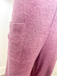 Plum Knit Tie Strap Jumpsuit
