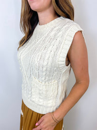 Ivory Cable Knit Sweater Vest