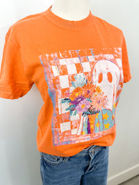 Checkered Floral Ghost Tee