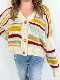 Striped Button Front Cardigan