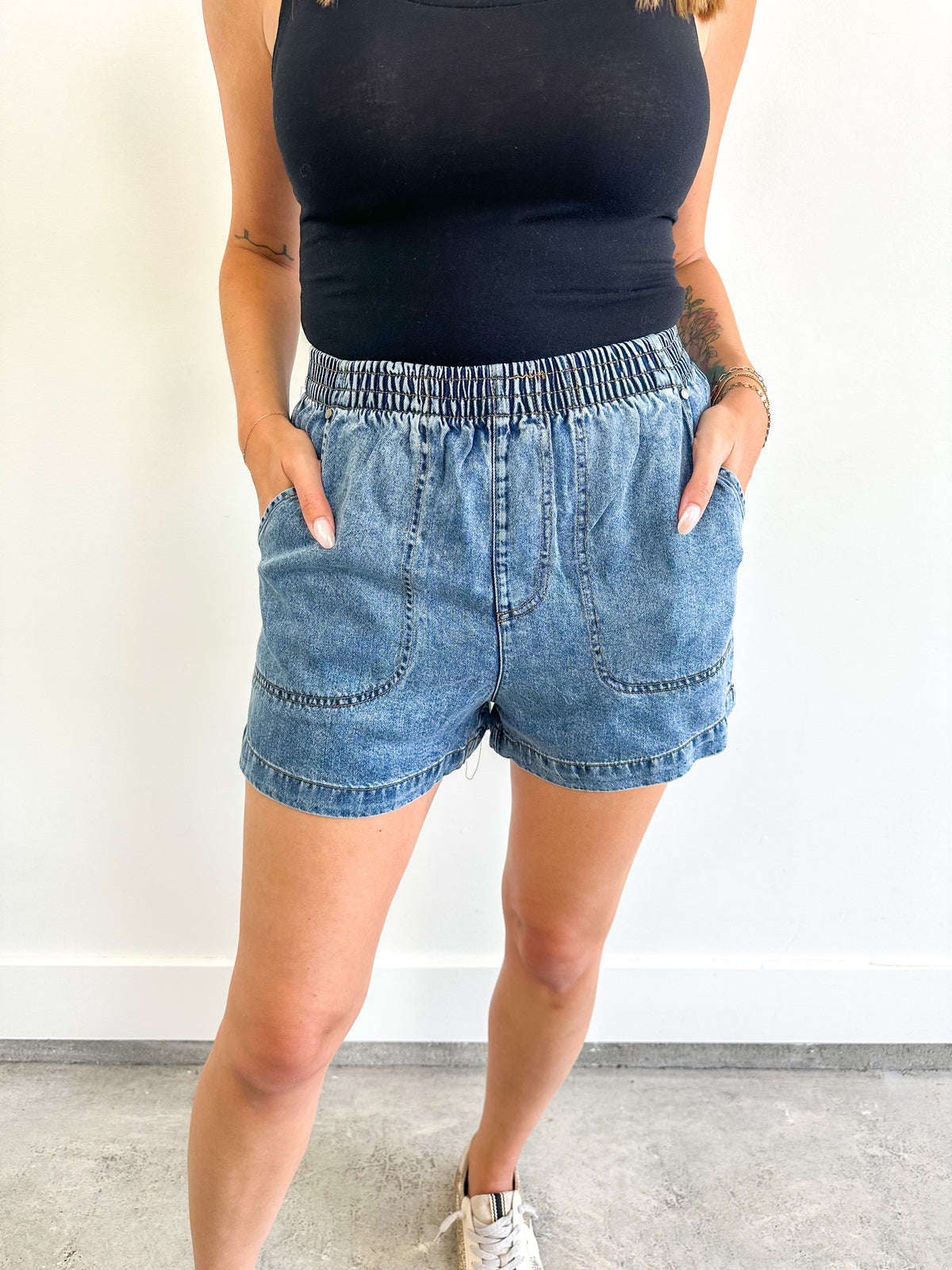 Chambray Pull-On Shorts