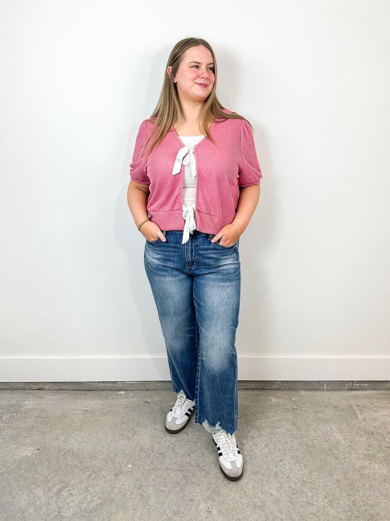 Pink Tie Front Top