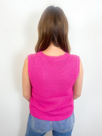 Hot Pink Tie-Front Knit Vest