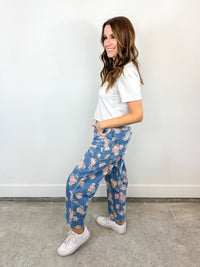 Floral Barrel Leg Denim