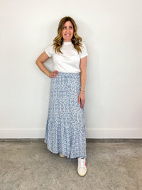 Wearing April Showers Blue Floral Maxi Skirt