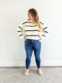 Ivory and Black Stripe Sweater