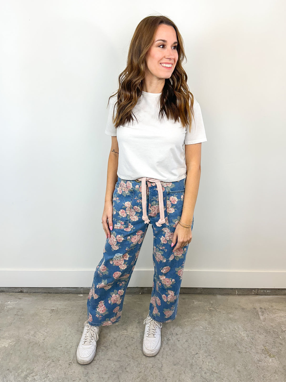 Floral Barrel Leg Denim