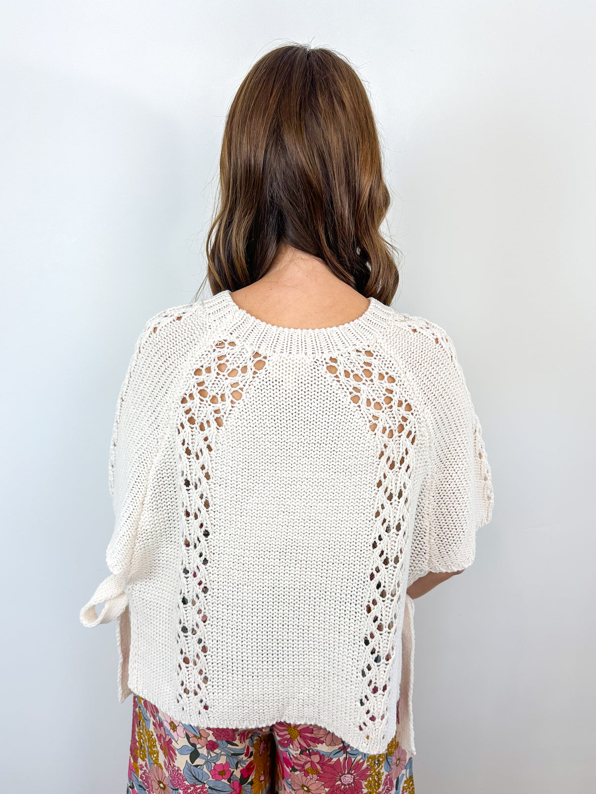 Open Knit Side Tie Top