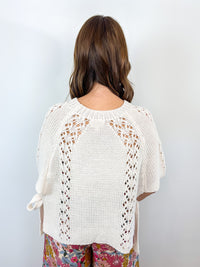 Open Knit Side Tie Top