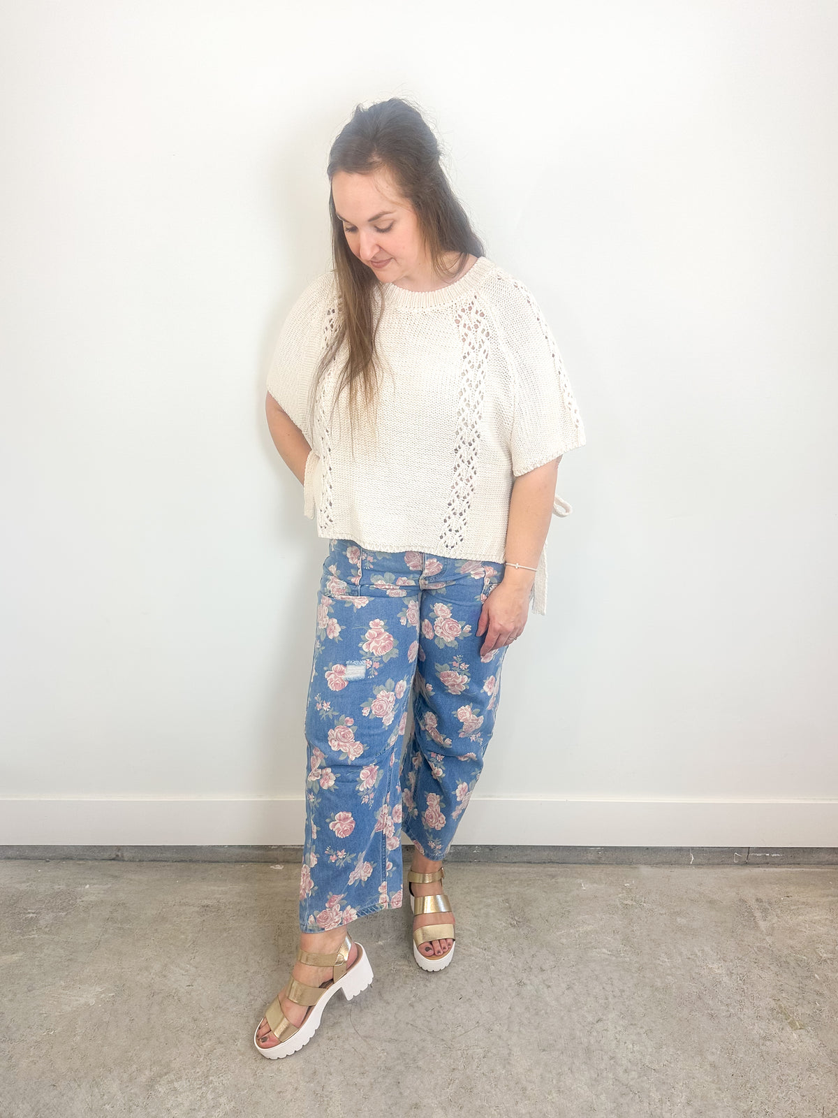 Floral Barrel Leg Denim