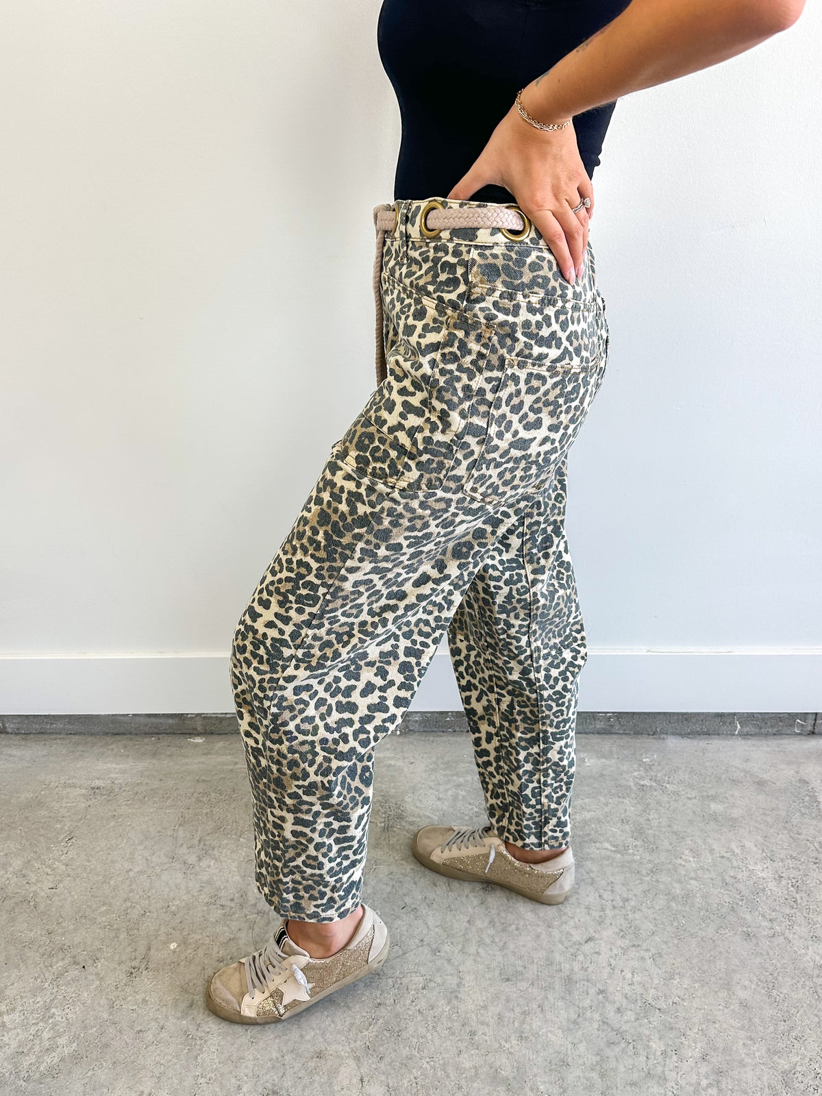 Leopard Barrel Jeans