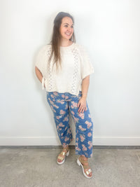 Open Knit Side Tie Top