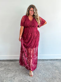 Burgundy Lace Maxi Dress