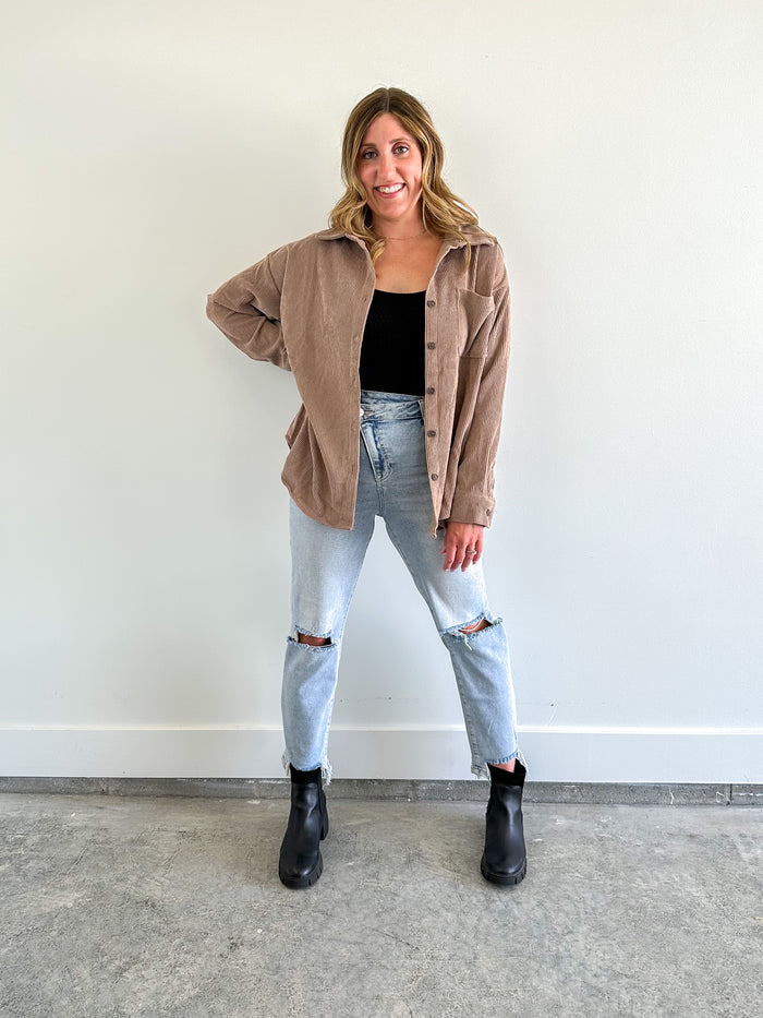 Light Mocha Corduroy Shacket