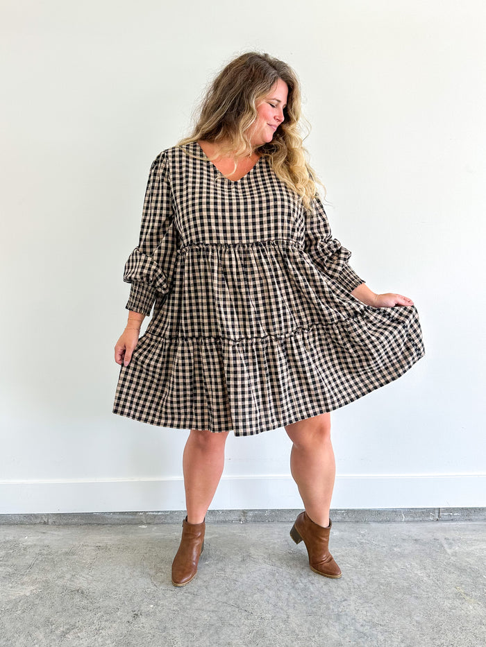 Black and Tan Gingham Dress
