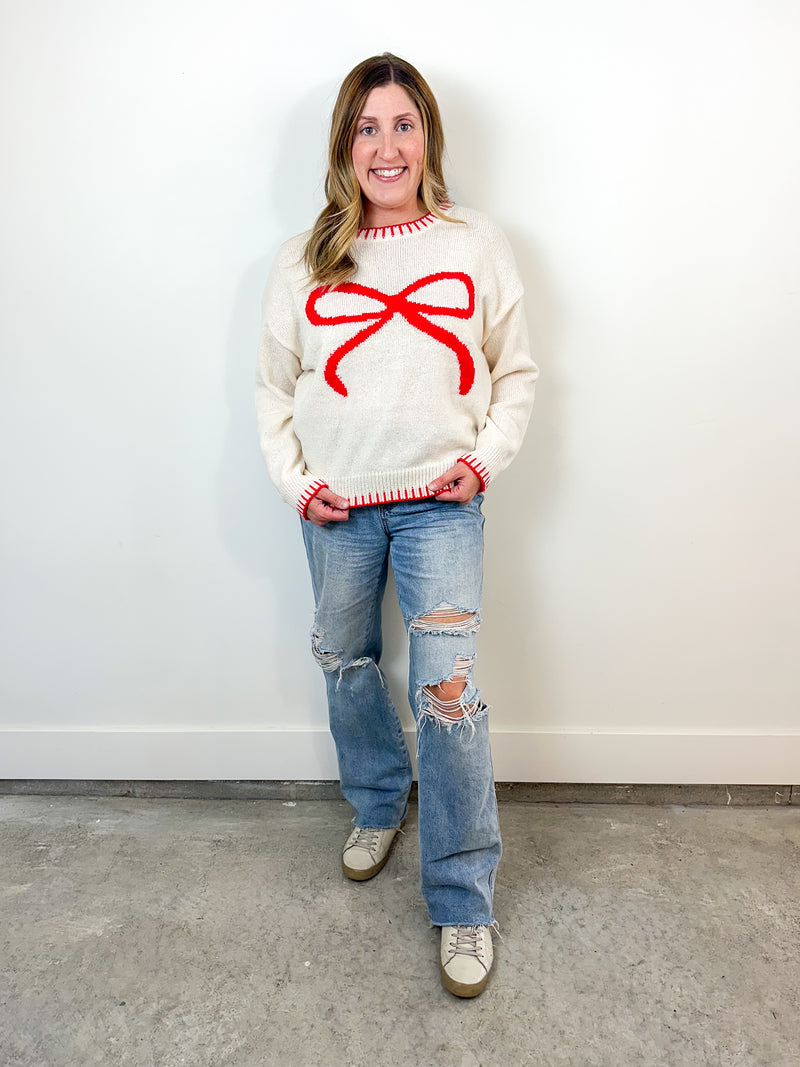 Red Bow Holiday Sweater