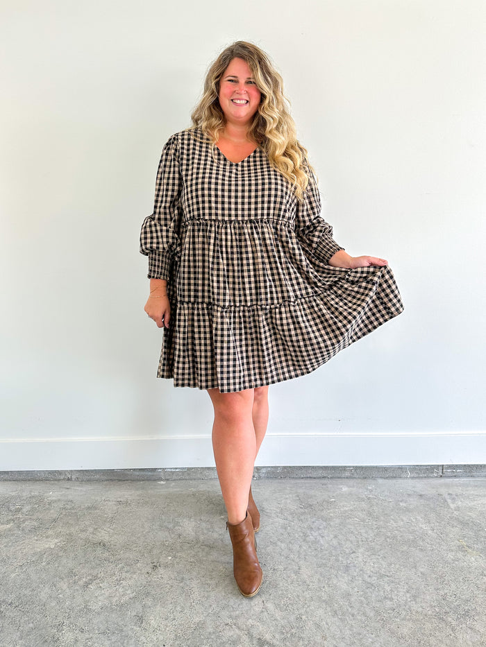 Black and Tan Gingham Dress