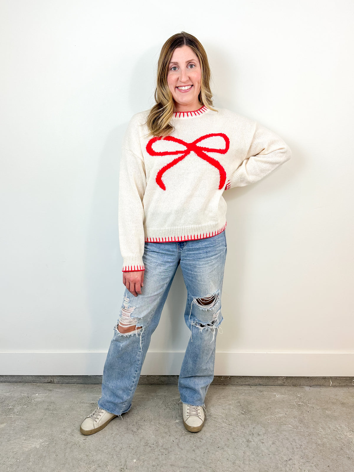 Red Bow Holiday Sweater