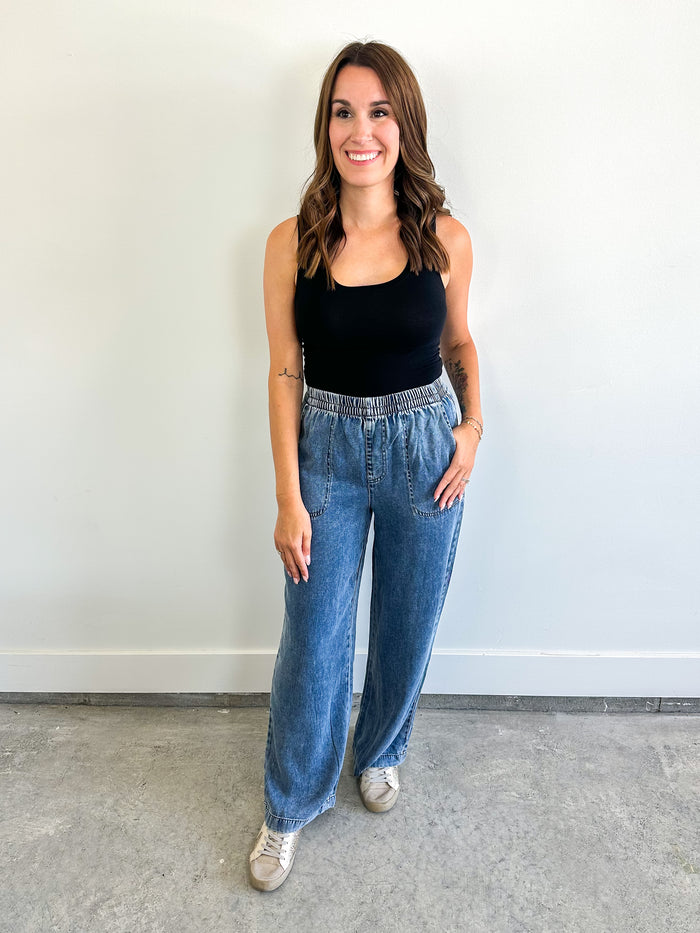 Chambray Wide Leg Pants
