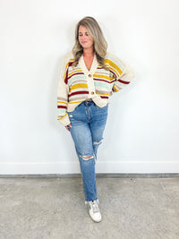 Striped Button Front Cardigan