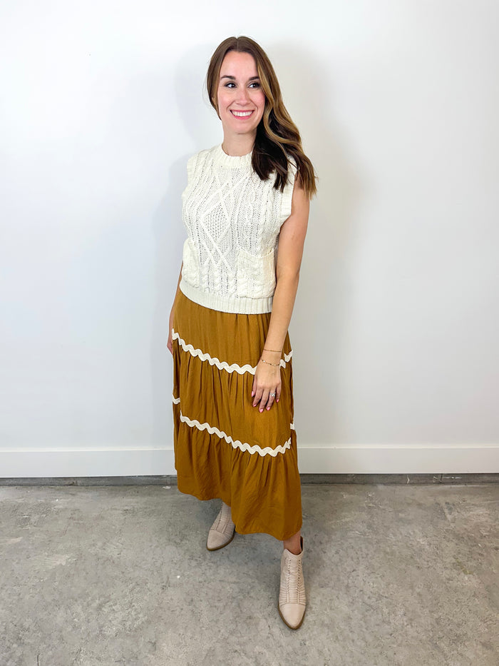 Ivory Cable Knit Sweater Vest