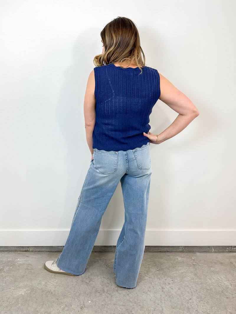 Breezy Babe Tie Front Sweater Tank