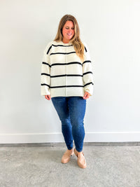 Ivory and Black Stripe Sweater