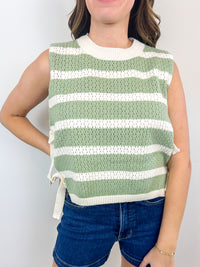 Striped Side Tie Knit Tank