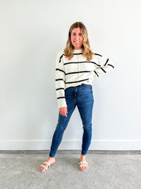 Ivory and Black Stripe Sweater