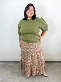 Terra Cotta Floral Tiered Maxi Skirt