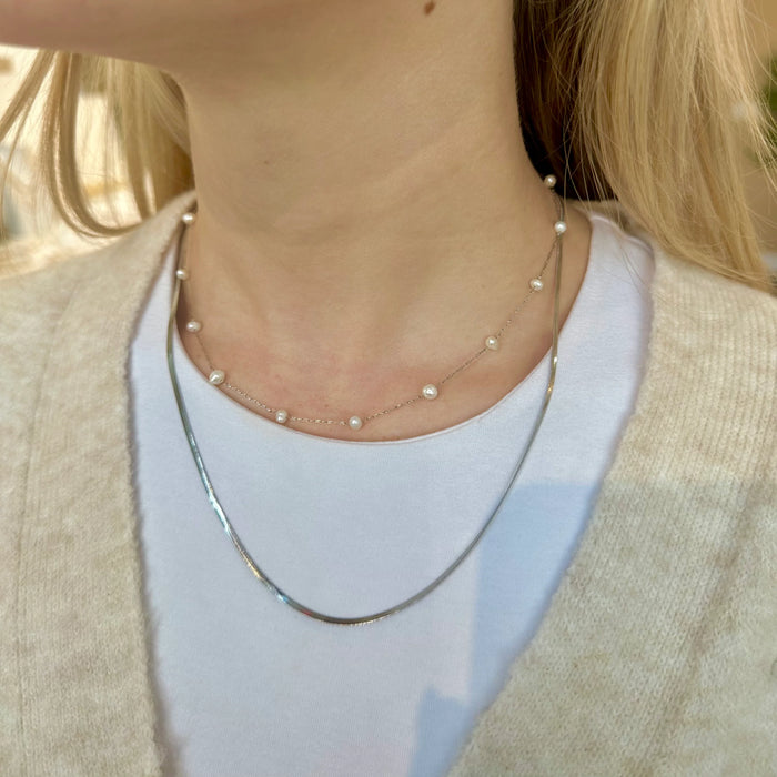 Camille Pearl Necklace Silver