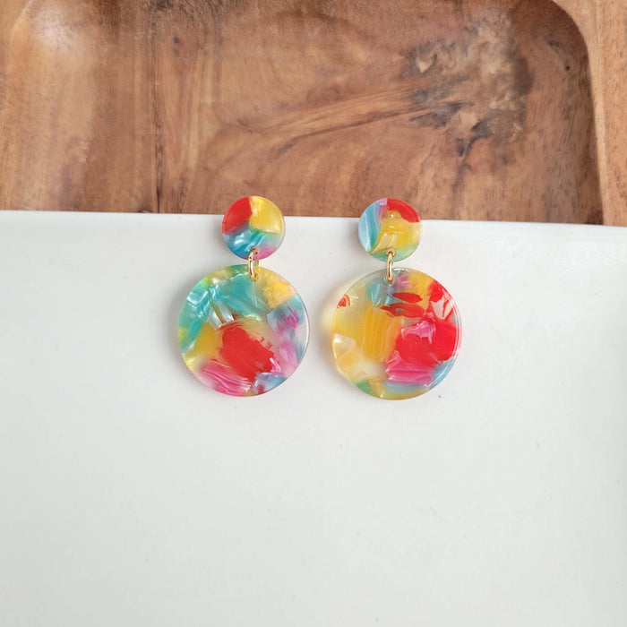 Addy Earrings- Rainbow Confetti