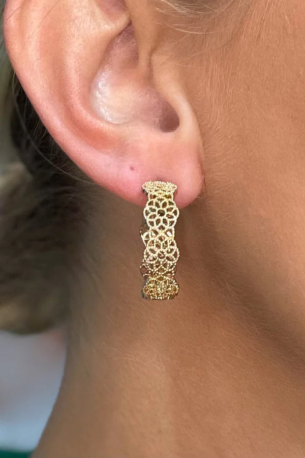 Gold Lotus Hoops