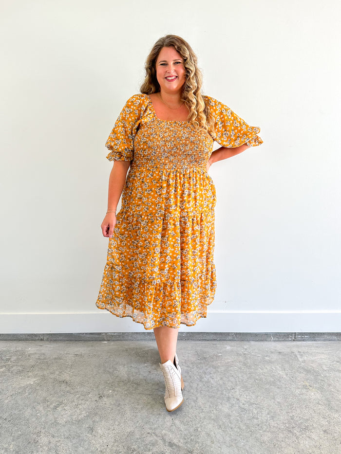 Mustard Floral Dress