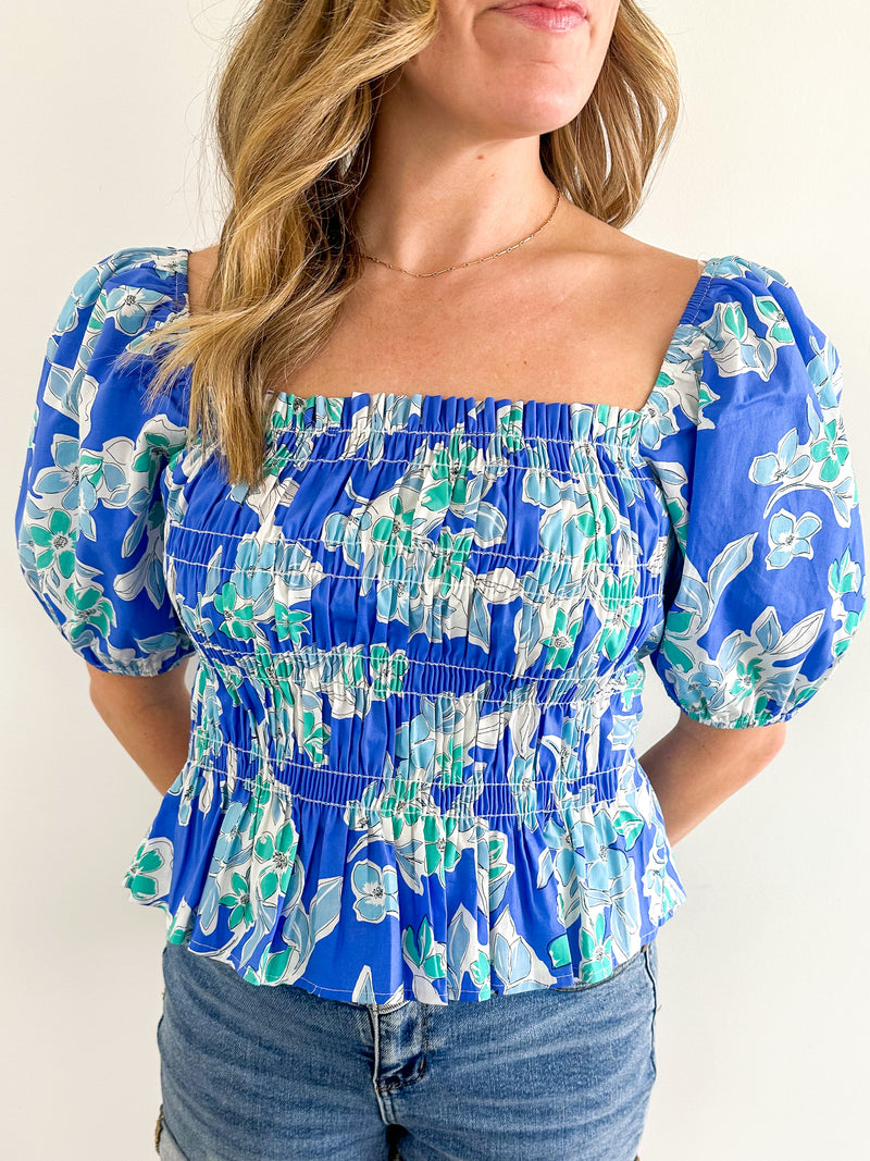 Blue Lagoon Smocked Top