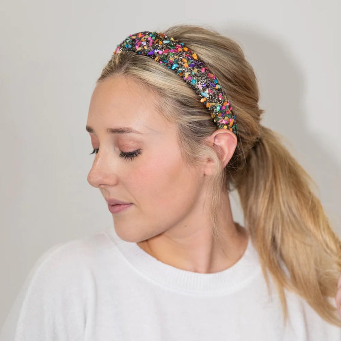 All That Glitters Headband- Gunmetal/Multi