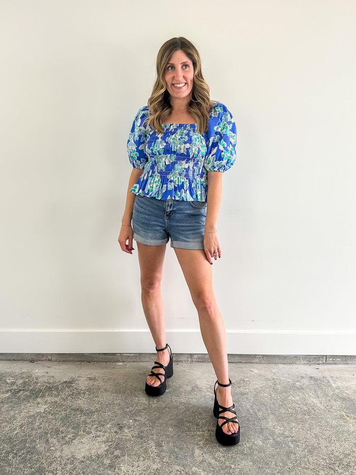 Blue Lagoon Smocked Top