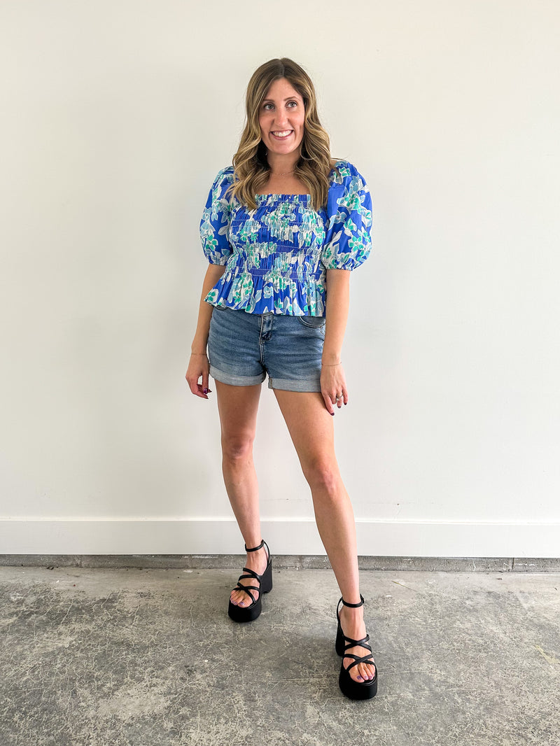 Blue Lagoon Smocked Top