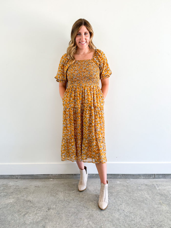 Mustard Floral Dress