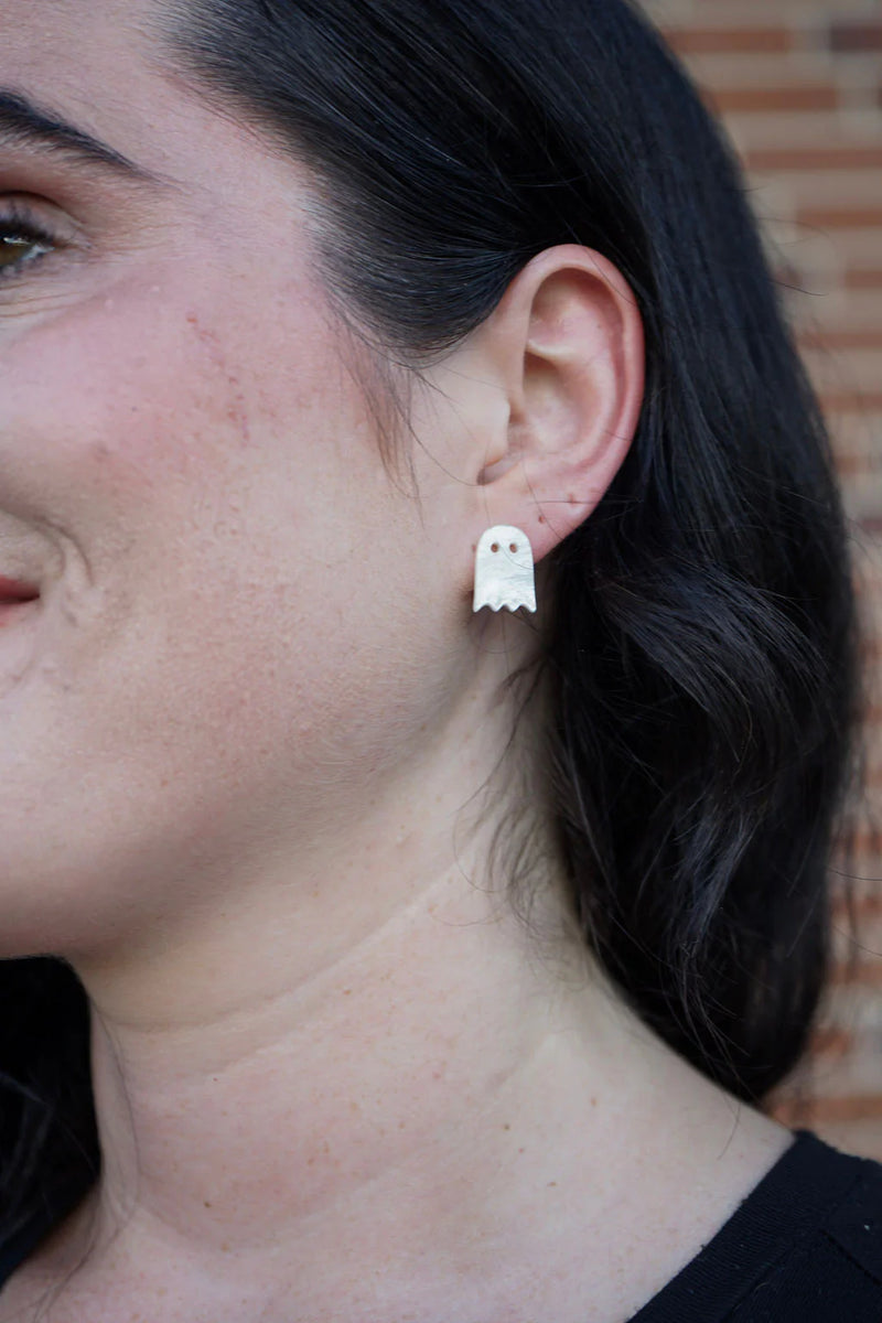 Mini Ghost Studs - White Shimmer