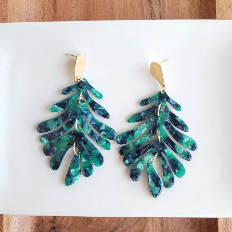 Palm Earrings- Green