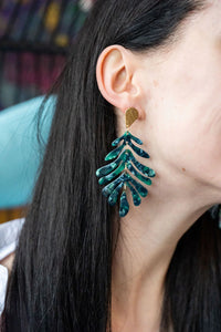 Palm Earrings- Green