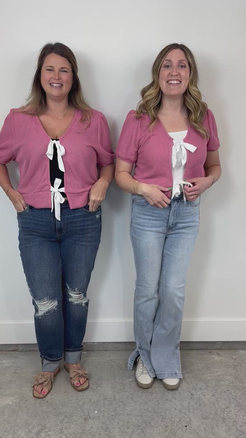 Pink Tie Front Top