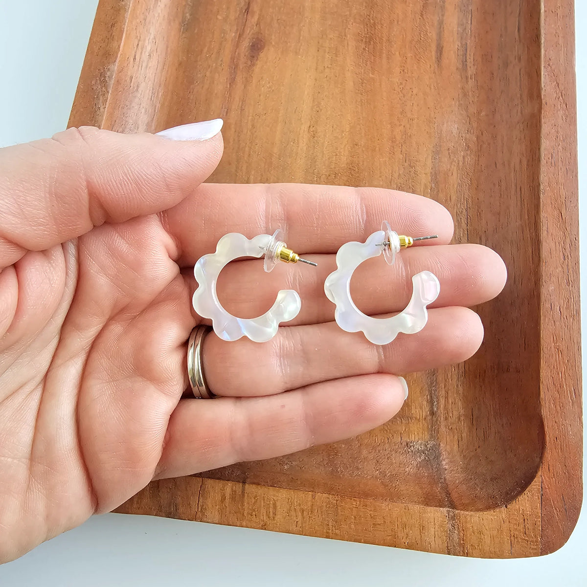 Flora Mini Hoops- Opalite