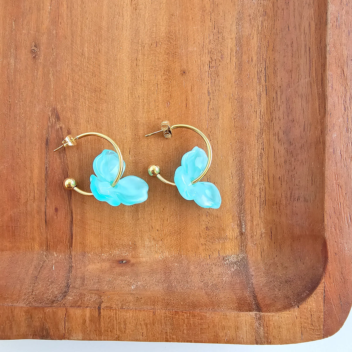 Magnolia Hoops - Aqua