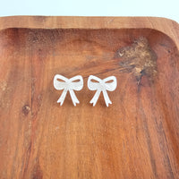 Bow Studs - White Shimmer