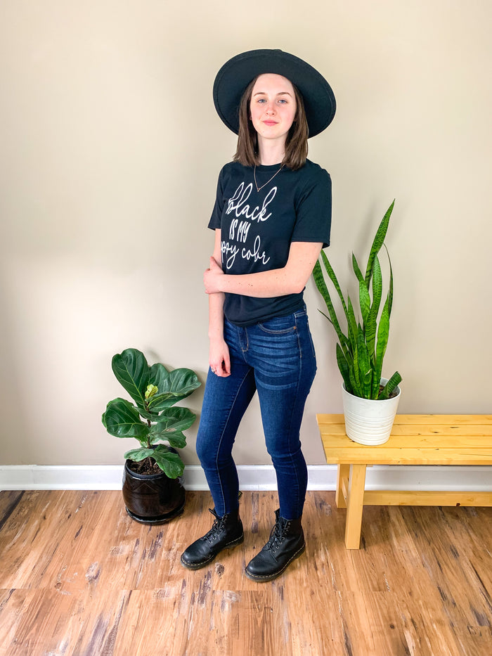 “Black is my happy color” graphic tee
