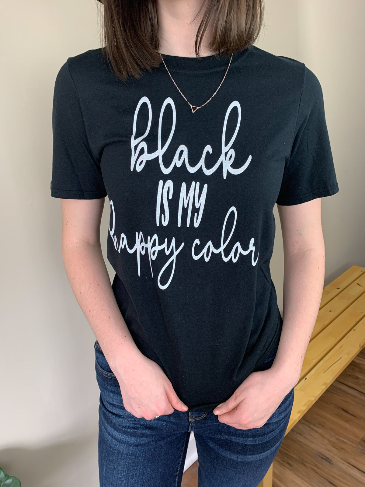 “Black is my happy color” graphic tee