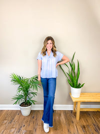 Button Back Baby Blue Top (3XL only)