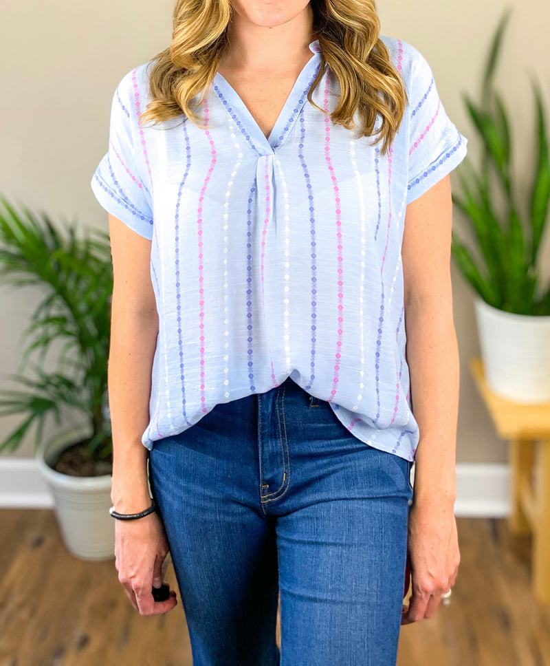 Button Back Baby Blue Top (3XL only)